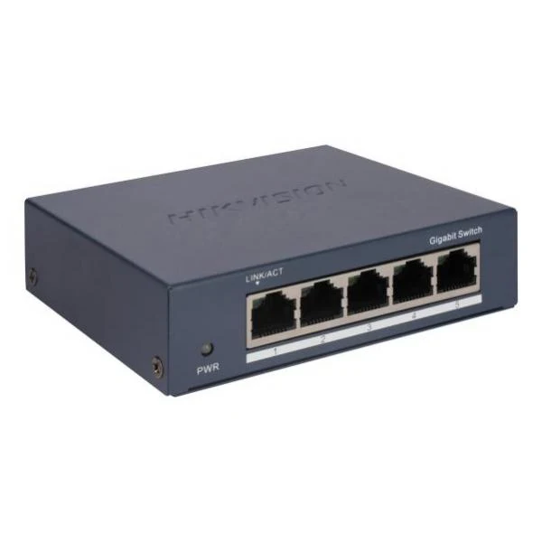 HIKVISION SWITCH 5 PORT GIGABIT UNMANAGED SWITCH 5 GIGABIT RJ45 PORTS, DESKTOP STEEL CASE UNMANAGED [DS-3E0505-O]