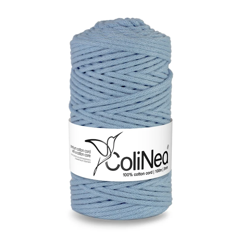 ColiNea, cordoncino in cotone con anima in cotone, intrecciato, 3 mm, 100 m, blu