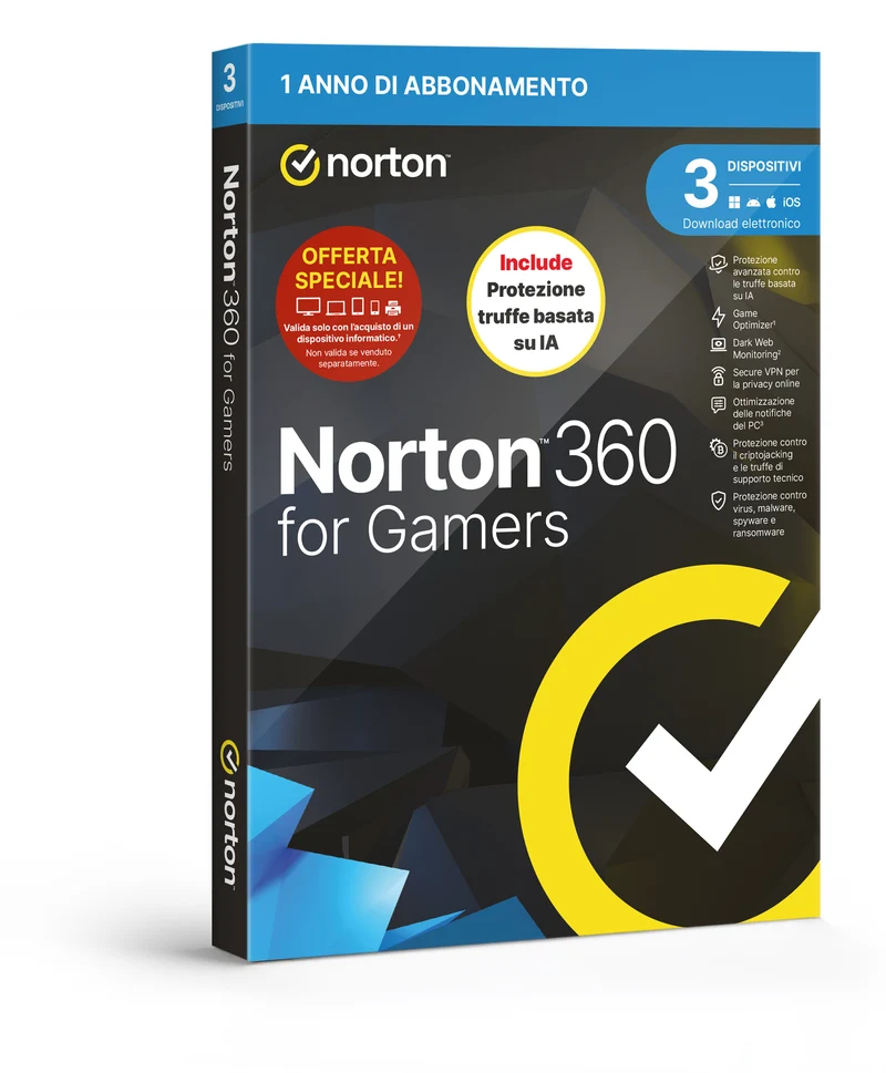 NORTON 360 GAMERS ANTITRUFFA ATTACH 3DEV 1Y 50GB [21483648]