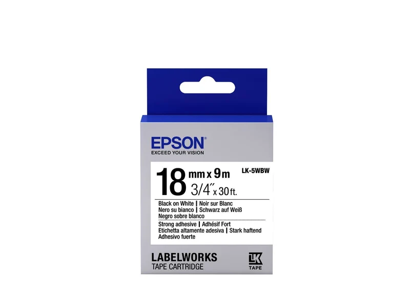 Epson Nastro fondo Bianco per testo Nero, altamente adesivo 18/9 LK-5WBW [C53S655012]