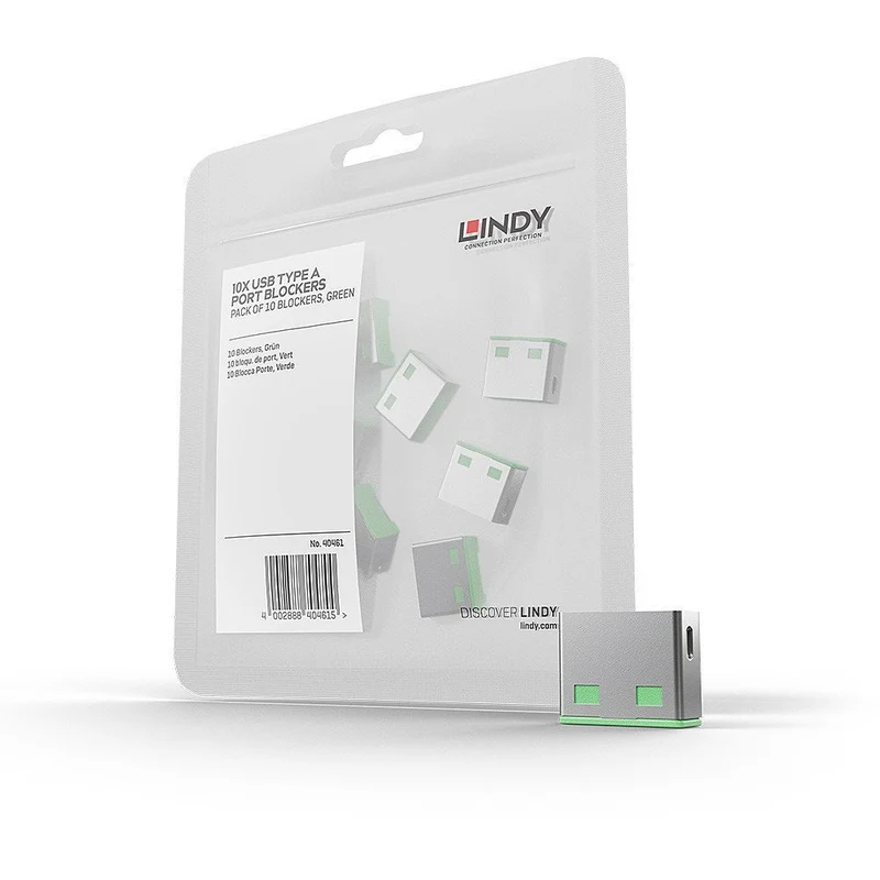 Lindy 40461 clip sicura Bloccaporte USB tipo A Verde Acrilonitrile butadiene stirene (ABS) 10 pz [LINDY40461]