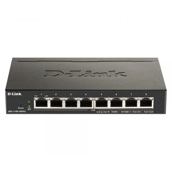 D-Link DGS-1100-08PV2 Gestito L2/L3 Gigabit Ethernet (10/100/1000) Supporto Power over Ethernet (PoE) Nero [DGS-1100-08PV2/E]