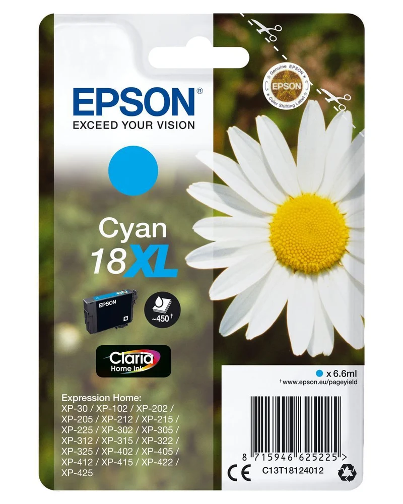 Epson Daisy Inchiostro ciano singolo Claria Home Margherita 18XL [C13T18124012]