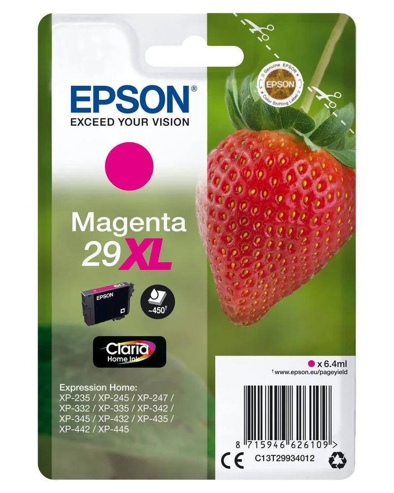 Epson Strawberry Singlepack Magenta 29XL Claria Home Ink [C13T29934012]