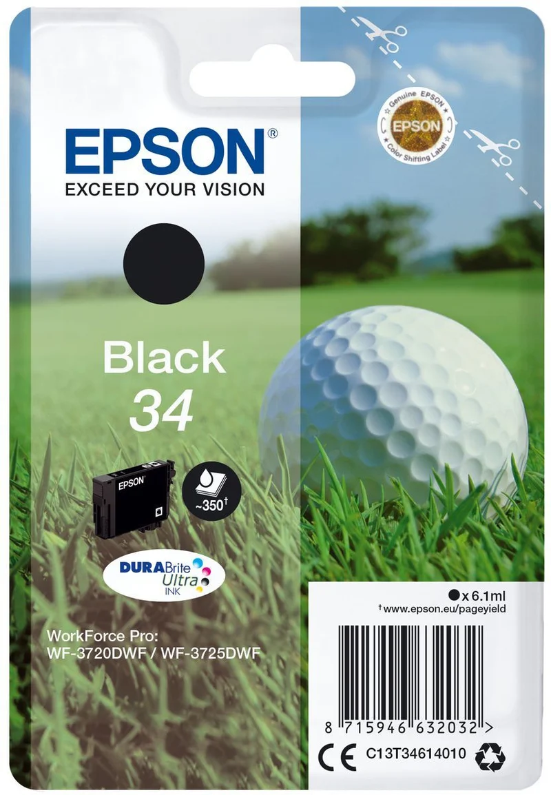 Epson Golf ball Inchiostro nero singolo DURABrite Ultra Pallina da golf 34 [C13T34614010]