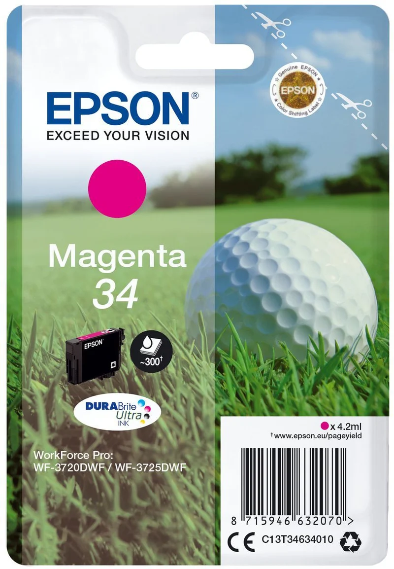 Epson Golf ball Inchiostro magenta singolo DURABrite Ultra Pallina da golf 34 [C13T34634010]