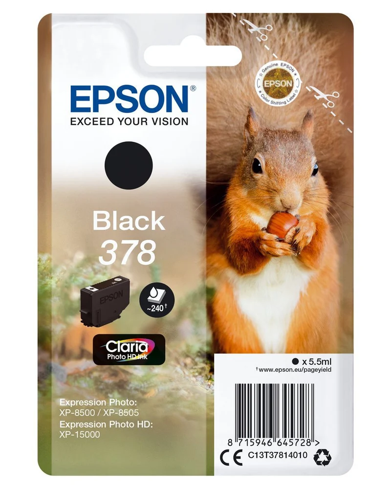 Epson Squirrel Inchiostro nero singolo Claria Photo HD Scoiattolo 378 [C13T37814010]