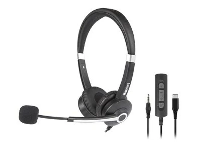 Hamlet HHEADM-CJS cuffia e auricolare Cablato A Padiglione Ufficio USB tipo-C Nero [HHEADM-CJS]