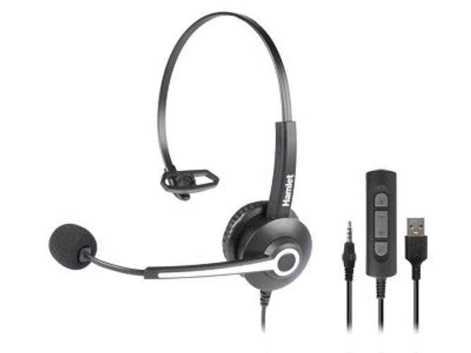 Hamlet HHEADM-UJM cuffia e auricolare Cablato A Padiglione Ufficio USB tipo A Nero [HHEADM-UJM]