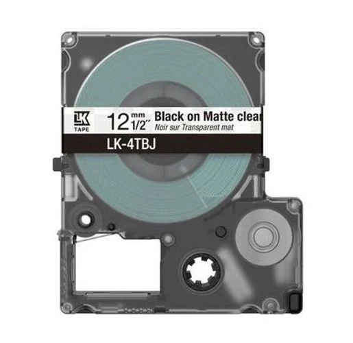 Epson Matte Tape Clear/Black 12mm(8m) LK-4TBJ [C53S672065]