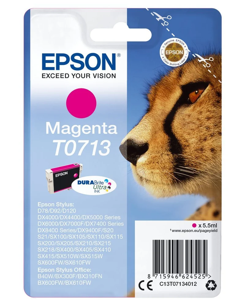 Epson Singlepack Magenta T0713 DURABrite Ultra Ink [C13T07134012]