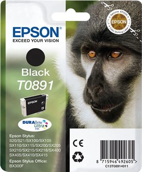 Epson Monkey Inchiostro nero singolo DURABrite Ultra Scimmia T0891 [C13T08914011]