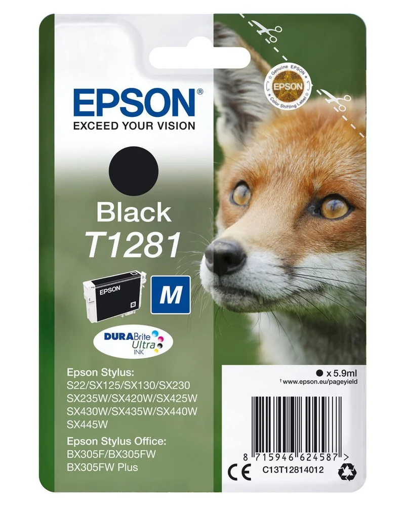 Epson Fox Inchiostro nero singolo DURABrite Ultra Volpe T1281 [C13T12814012]