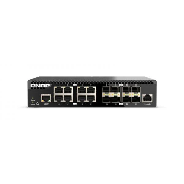 QNAP QSW-M3216R-8S8T switch di rete Gestito L2/L3 10G Ethernet (100/1000/10000) 1U Nero [QSW-M3216R-8S8T]