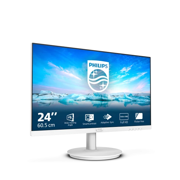 Philips V Line 241V8AW/00 Monitor PC 60,5 cm (23.8") 1920 x 1080 Pixel Full HD LCD Bianco [241V8AW/00]