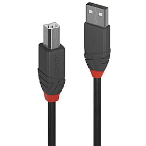 Lindy 36670 cavo USB USB 2.0 0,2 m USB A USB B Nero, Grigio