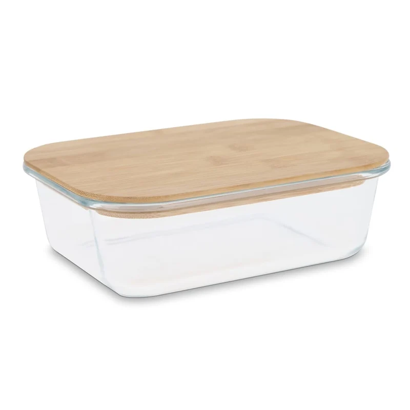 Lunch box in vetro con coperchio in bambù