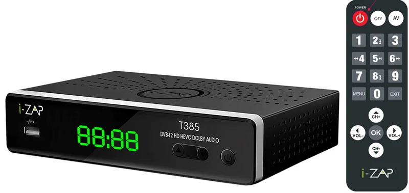 I-Zap Decoder Digitale Terrestre DVB-T2/HEVC HD/USB Telecomando universale con tasti grandi - Media Player