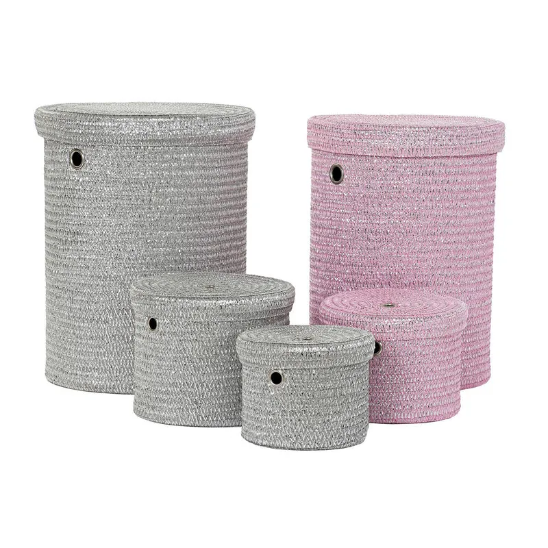 Multi-purpose basket DKD Home Decor Grey Pink polypropylene 42 x 42 x 52,5 cm 4 Kg