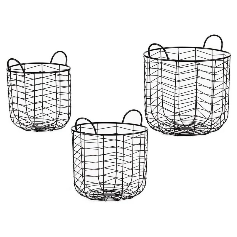 Set of Baskets Gift Decor Black Metal 3 Pieces (3 Units)