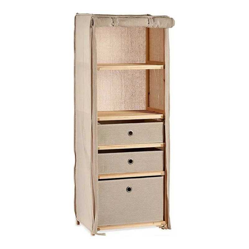 Shelves Kipit Brown Beige Wood Cloth 28 x 113 x 42 cm
