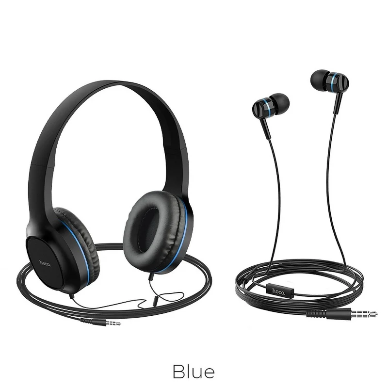 Hoco Twopack 2 Cuffie Con Filo E Microfono Blu