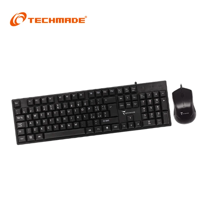 Techmade Kit Tastiera Mouse USB Con Filo Nero