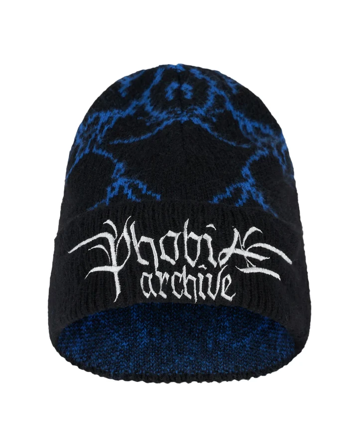 Phobia Berretto a cuffia da adulto nero con fulmini blu PHA00485 taglia unica