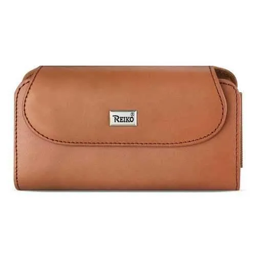 Reiko Horizontal Genuine Leather Pouch iPhone 7 Plus/ 8 Plus With Card Holder In Brown (6.62X3.46X0.68 Inches Plus)
