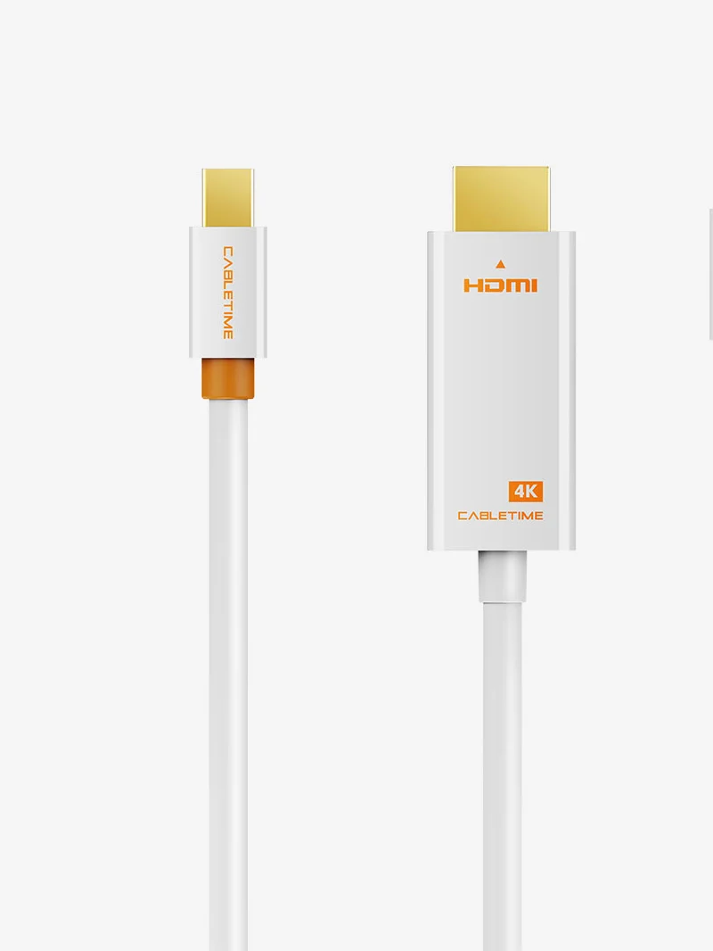 4K 60hz Mini DisplayPort to HDMI Cord 1.8m for MacBook Air/Pro, Surface Pro, Monitor, Projector