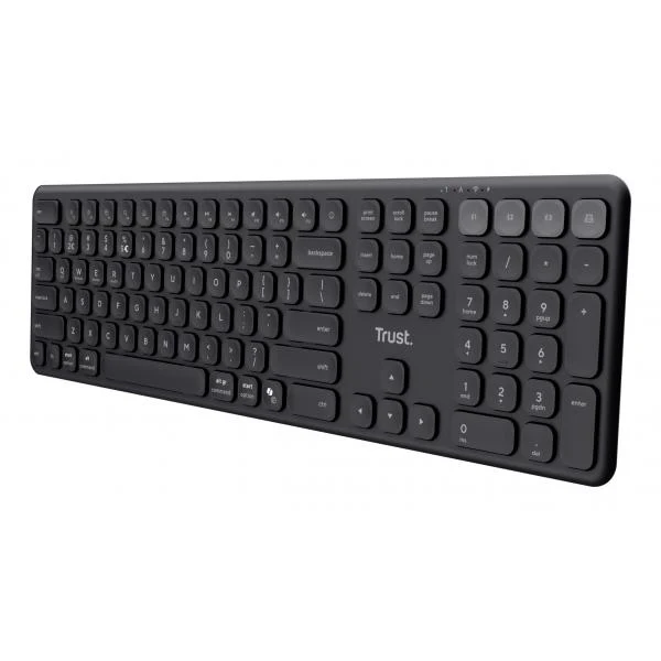 TRUST TASTIERA WIRELESS RICARICABILE MULTICONNECT 2 BT + 1 WL 2,4GHZ - PLASTICA RICICLATA 55 - LAYO [25633]
