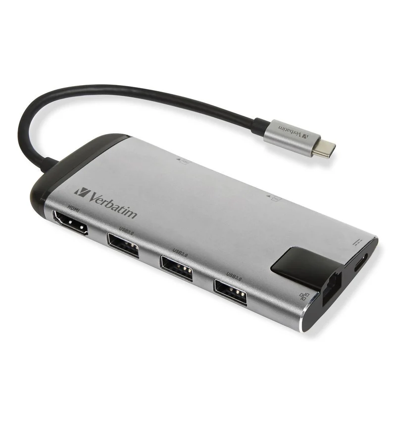 Verbatim 49142 replicatore di porte e docking station per laptop USB 3.2 Gen 1 (3.1 Gen 1) Type-C Nero, Argento [49142]