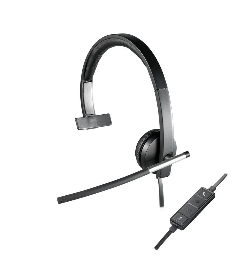 Logitech H650e Auricolare Cablato A Padiglione Ufficio USB tipo A Nero, Argento [981-000514]