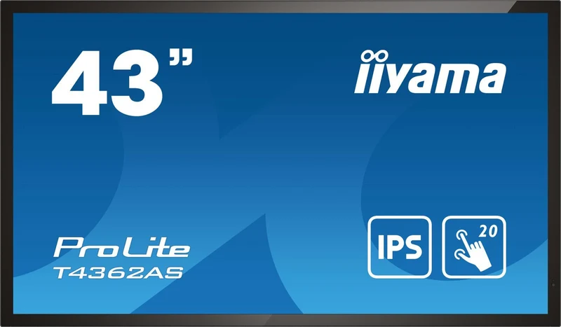 iiyama T4362AS-B1 visualizzatore di messaggi Pannello piatto interattivo 108 cm (42.5") IPS 500 cd/m 4K Ultra HD Nero Touch screen Processore integrato Android 8.0 24/7 [T4362AS-B1]
