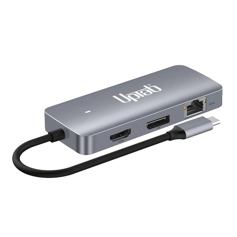 Stazione di docking USB-C UPTab 7 in 1 con doppio display 4K, dati da 10 Gbps, PD da 100 W