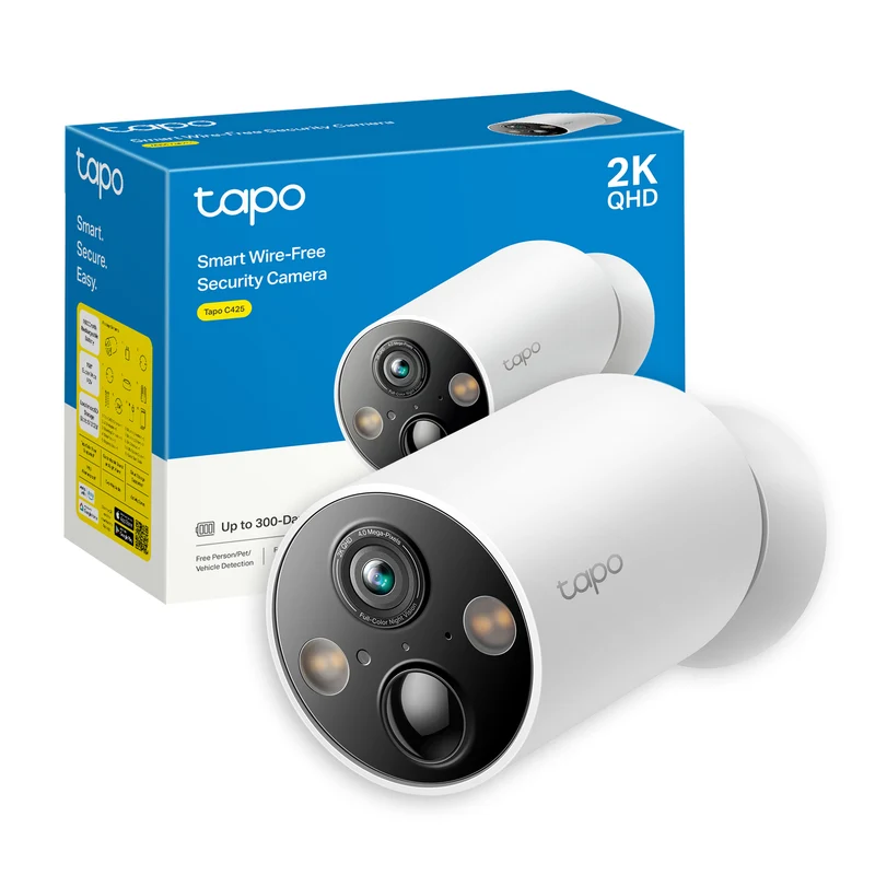Tapo C425 Telecamera WiFi Esterno 2K 4MP Batteria, Base Magnetica