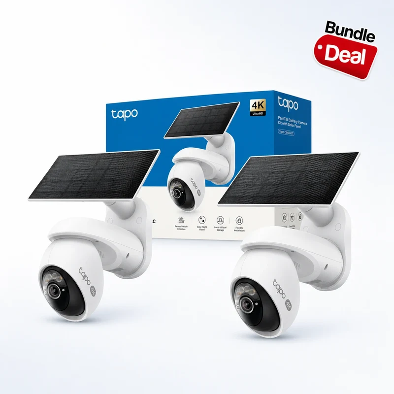 Tapo C660 KIT Telecamera WiFi Esterno 4K 8MP Batteria, Starlight, 360° PTZ, 2pz