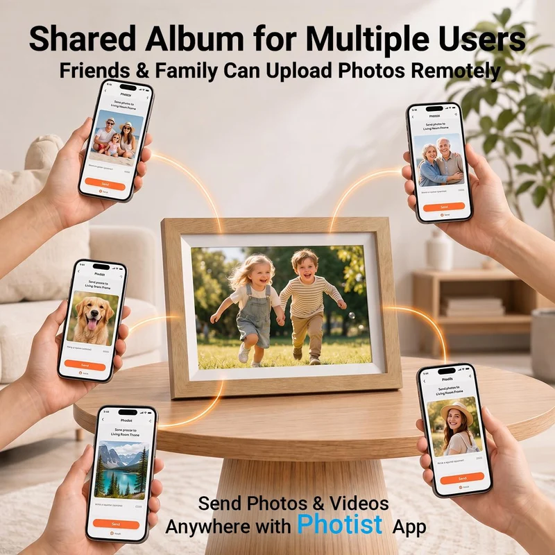10-Inch WiFi Digital Photo Frame, HD IPS Touch Screen, App-Controlled Smart Picture Frame, Instant Wireless Photo & Video Sharing, Perfect Gift for Family