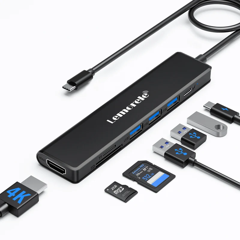 Lemorele TC90 USB-C 7-in-1 Hub with 100W PD and 4K HDMI