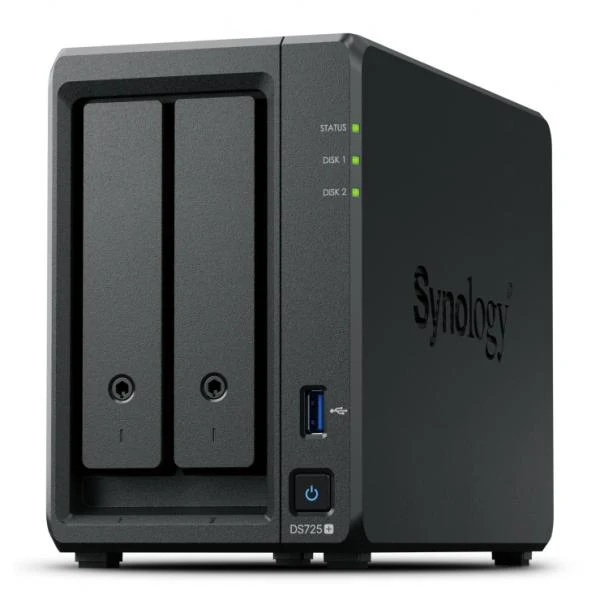 SYNOLOGY NAS TOWER 2X SATA, 2X NVME, MAX 40 CAM, RYZEN R1600, 4GB ECC, 2.5GBE, USB, ESATA, [DS725+]