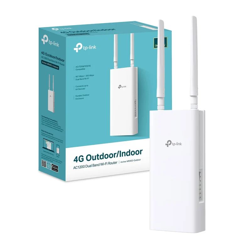Archer MR402-Outdoor Router 4G LTE da Esterno, Wi-Fi AC1200 Dual Band, PoE/DC, IP65
