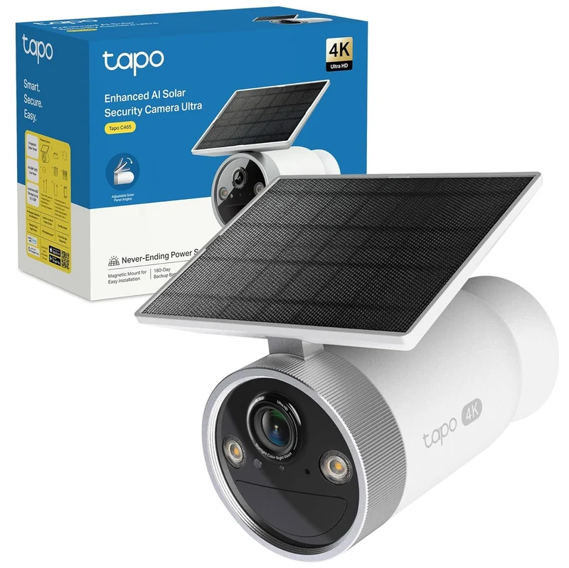 Tapo C465 Telecamera WiFi Esterno 4K 8MP Batteria Solare, Starlight IP65