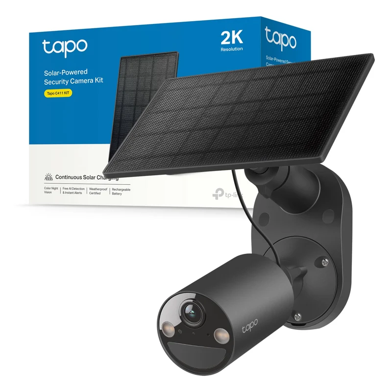 Tapo C411 KIT Telecamera WiFi Esterno 2K 3MP Batteria con Pannello Solare