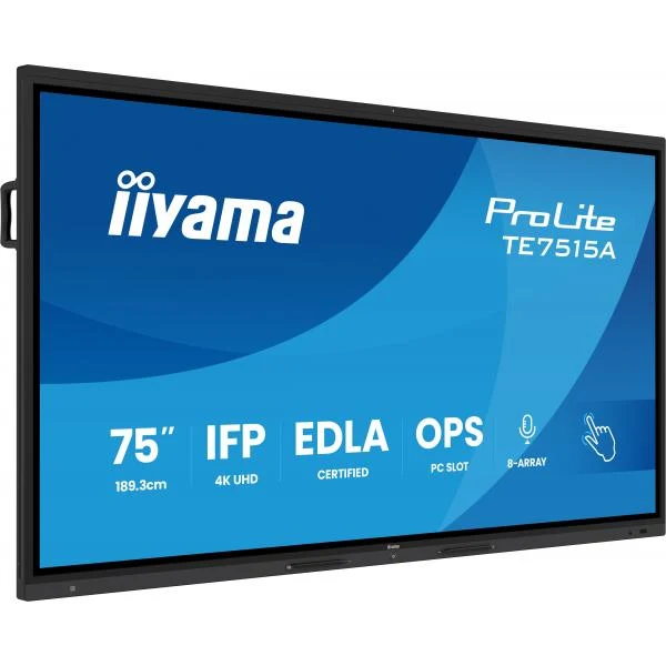 iiyama TE7515A-B2AG visualizzatore di messaggi Design chiosco 190,5 cm (75") Wi-Fi 550 cd/m 4K Ultra HD Nero Touch screen Processore integrato Android 24/7 [TE7515A-B2AG]