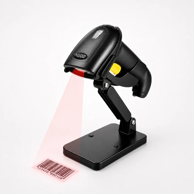AGOZ D280 Wireless 2D Barcode Scanner with Stand, Bluetooth 2.4G USB Wired
