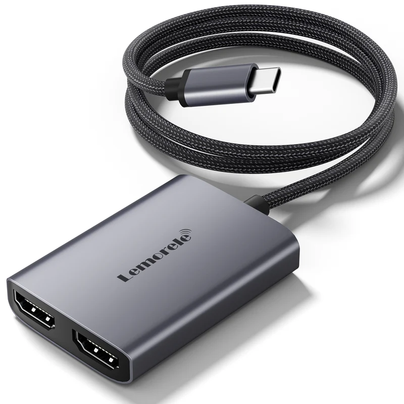 Lemorele HD20 Dual HDMI Adapter with 4K30Hz, MST Support & PD Charging