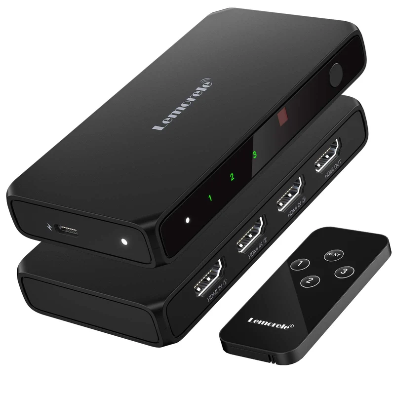 Lemorele G99 3-in-1 HDMI Switch with 4K Output & Remote Control