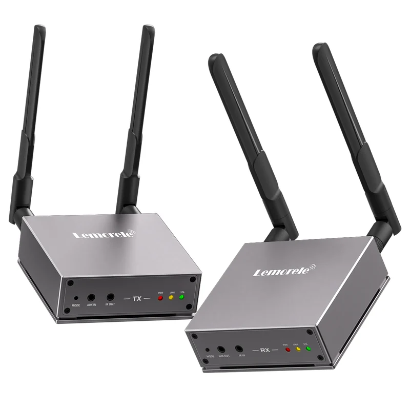 Lemorele R15 Wireless HDMI KVM Extender, Ultra Long Transmission Range, Supports 1TX to 4RX or 4TX to 1RX
