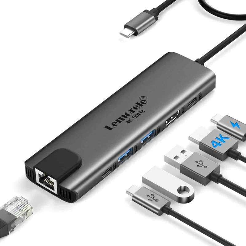 Lemorele TC44L USB-C 6-in-1 Hub with 4K HDMI & Gigabit LAN