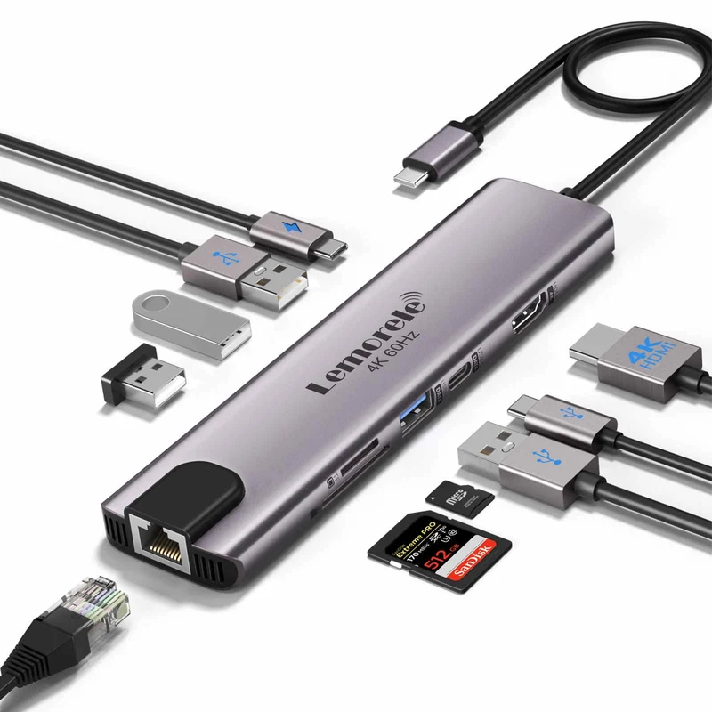 Lemorele TC46L USB-C 10-in-1 Docking Station with 4K HDMI & 100W PD